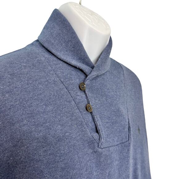 Polo Ralph Lauren Luxury Jersey Shawl Heather Blue Pullover Sweater size XL Mens - Picture 11 of 12